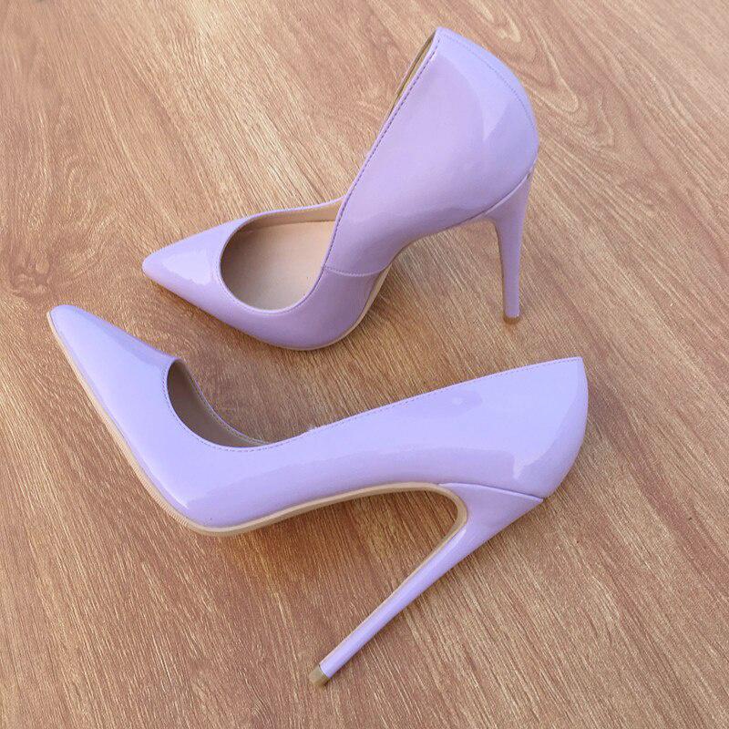 GOOSHOE Light Purple Pumps Women Shoes 12cm High Heels Pointed Toe Shallow
