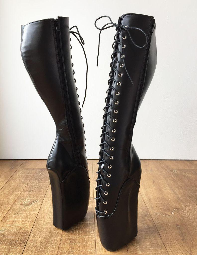 GOOSHOE Wear Ballet Boots Wedges High Heels 18cm Cross Tie Plus Size Boots Women Bots Shoes Black Shoes For Women Men Male