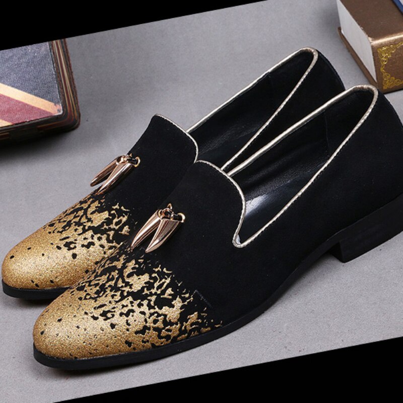GOOSHOE Lagre Size Men's Loafers Shoes Suede Leather Male Flats Shoes Man Prom Dress Shoes