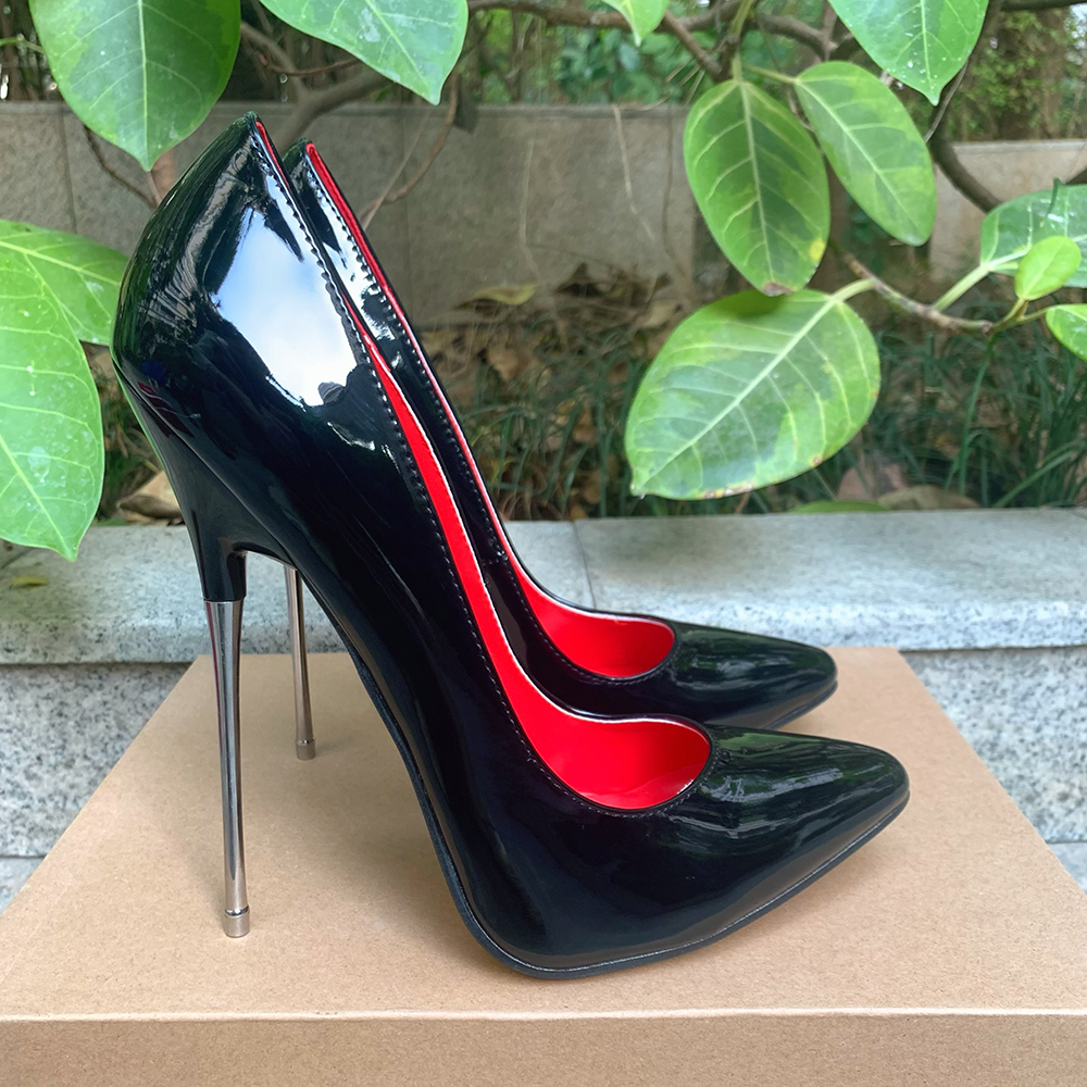 GOOSHOE Women 16cm Extreme Metal High Heels Silver Inside Stilettos Pumps Fetish