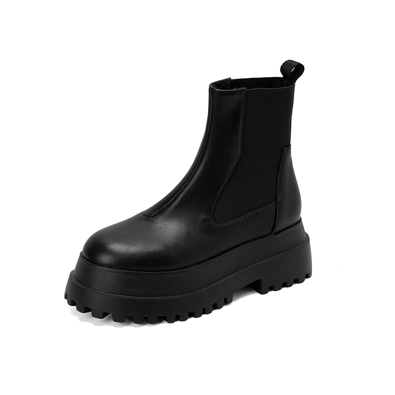 GOOSHOE Street Thick-Bottomed Muffin Heel Chelsea Boots Plush Inner Women's Ankle Boots Stone Pattern