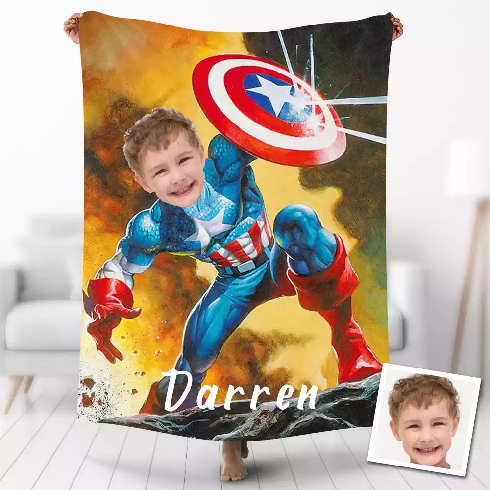 Custom Photo Blankets Personalised American Captain Blanket