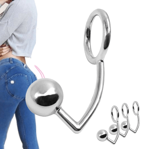 Stainless Steel Butt Plug Ball Hole Anal Hook With Penis Cock Ring Metal  Sex Toy
