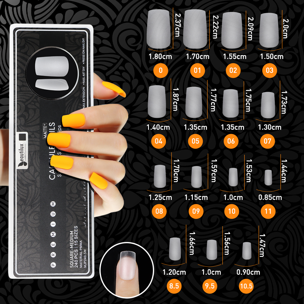 MATTE PLUS CAPSULE NAILS 240pcs|SQUARE|MEDIUM