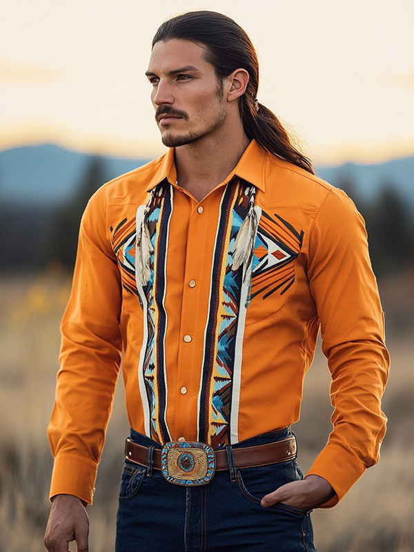 Native American Men's Orange Ribbon Shirt
