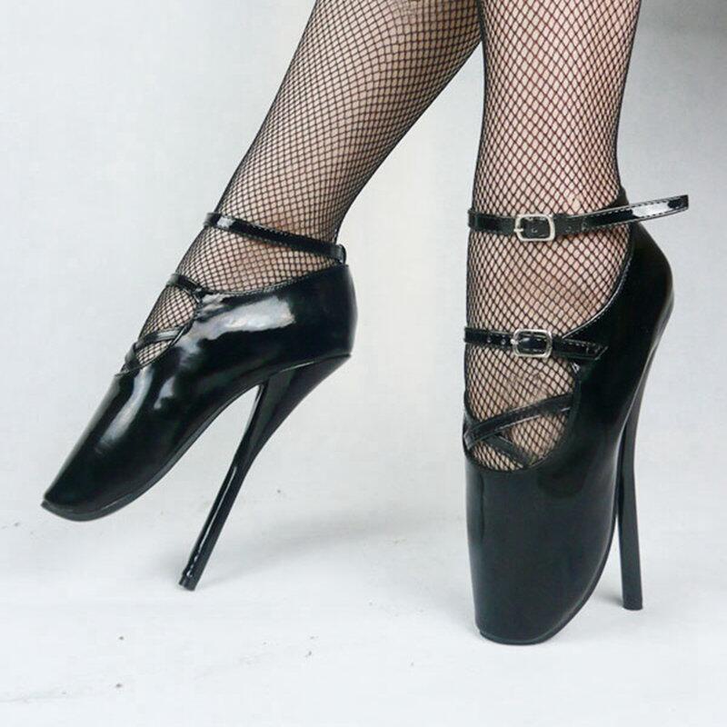 GOOSHOE 18CM High Heel Pointed Toe Ballet Ankle Boots Woman Pumps Black Dancing Shoes
