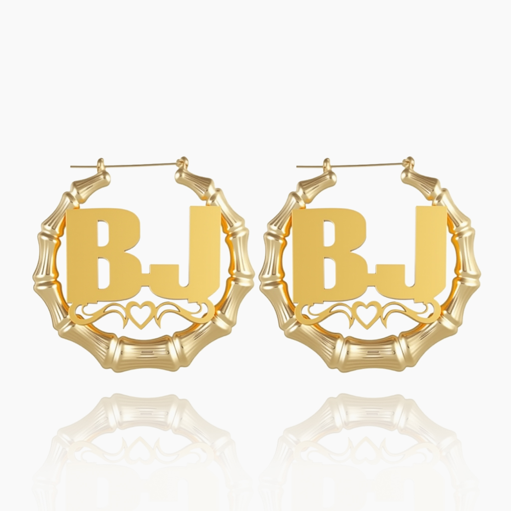alphabet Bamboo Hoop Earrings