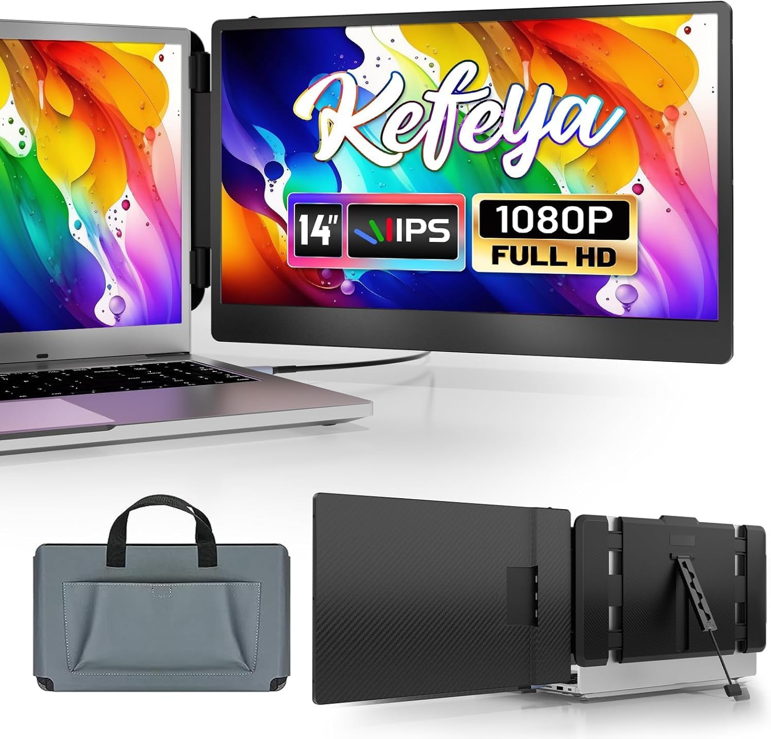 KEFEYA デュアルモニター シルバー 本体 KEFEYA S1 Dual Portable Laptop Screen Extender, Laptop Monitor
