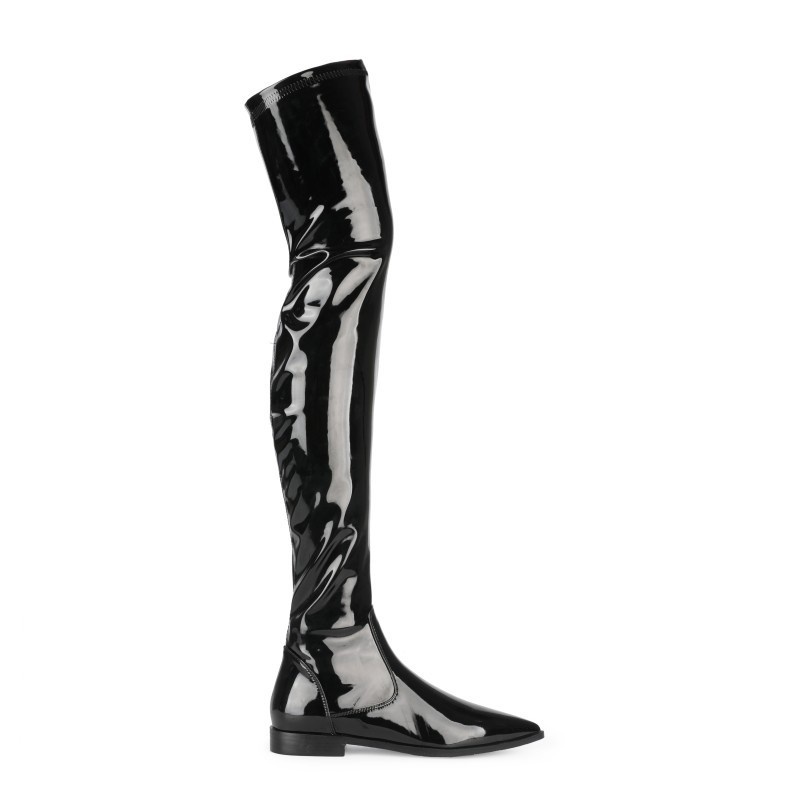 GOOSHOE Women Long Boots Heels Thigh High Boots Black Over-the-Knee High Boots