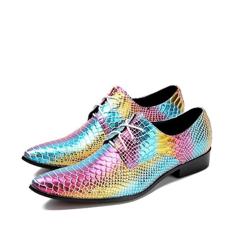 GOOSHOE Colorful Snake Skin Leather Coiffeur Men's Dress Shoes Gentleman Oxford Derby Shoe