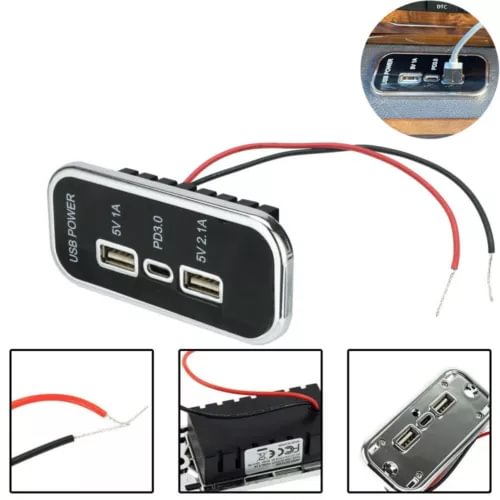 Dronehint 3 Ports PD Type-C USB Car Charger Socket Parts For Motorcycle ATV Boat 12-24V (For: Acura) Parts