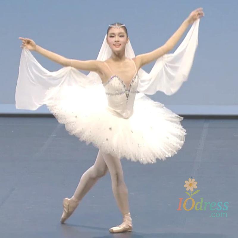 IO Dress Adult White Professional Ballet Tutu Women Ballet Dance Competition Costume Figure Skating Dress Swan Lake Ballet Dress Girls