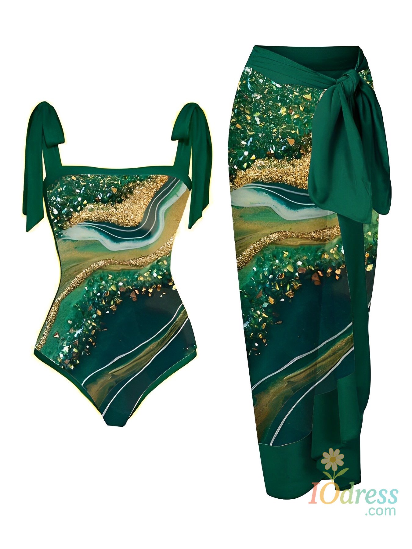 IO Dress 2025 Printed One Piece Swimsuit Women & Beach Skirt 2 Pieces Swimwear Female Sexy Bathers Bathing Swimming Swim Suit Beachwear