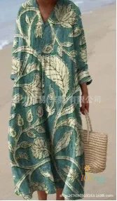 IO Dress 2025 hot-selling long sleeve shirt dress women casual floral 3D print long sleeve dress