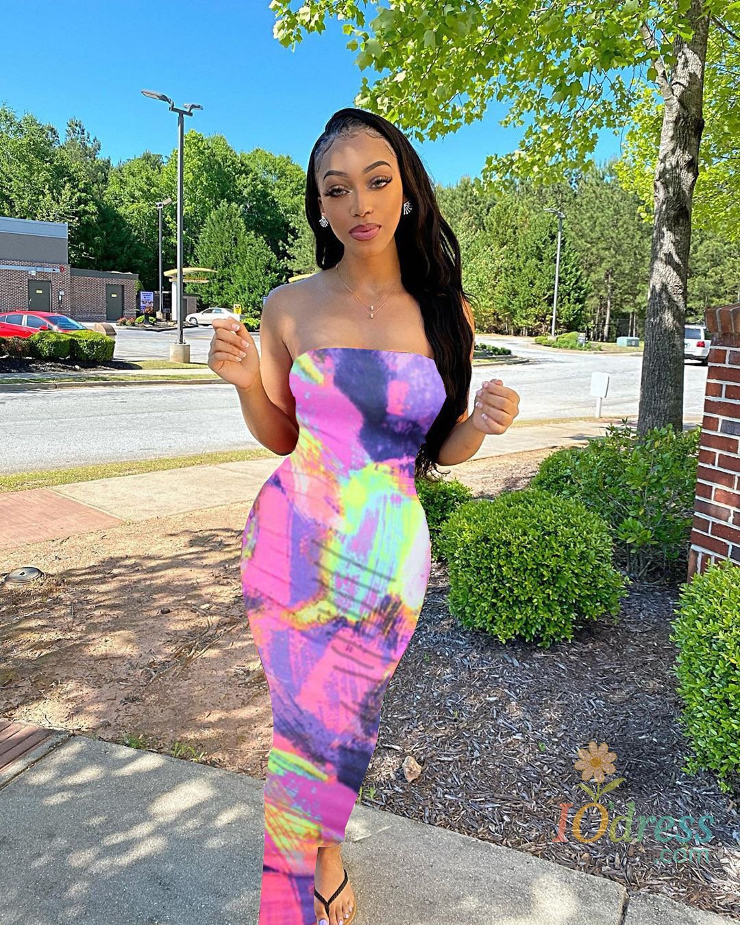 IO Dress Spring And Summer Dresses For Women Chest Wrap Printed Off Shoulder Bandage Slim Sexy Long Dress 2023 New Fashion party MsChuh