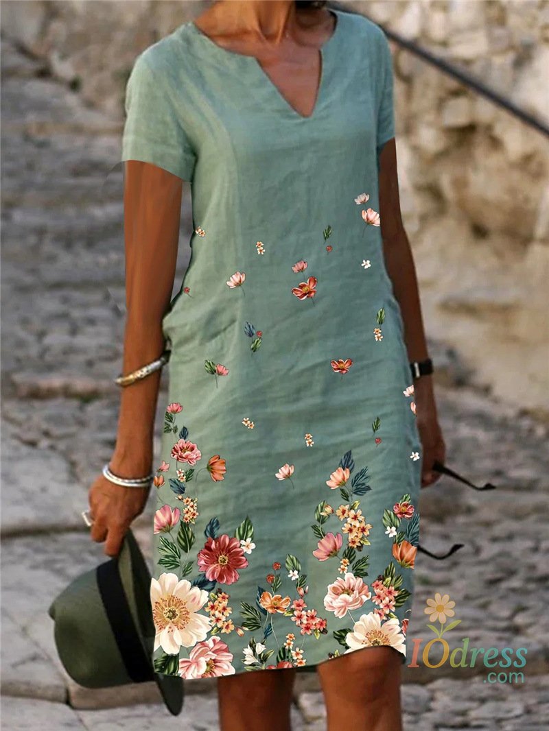 IO Dress 2024 Summer Elegant Women Dress Oversize Printed V-neck Dresses Female Spring Trendy Beach Fashion Casual Loose Clothes Ladies