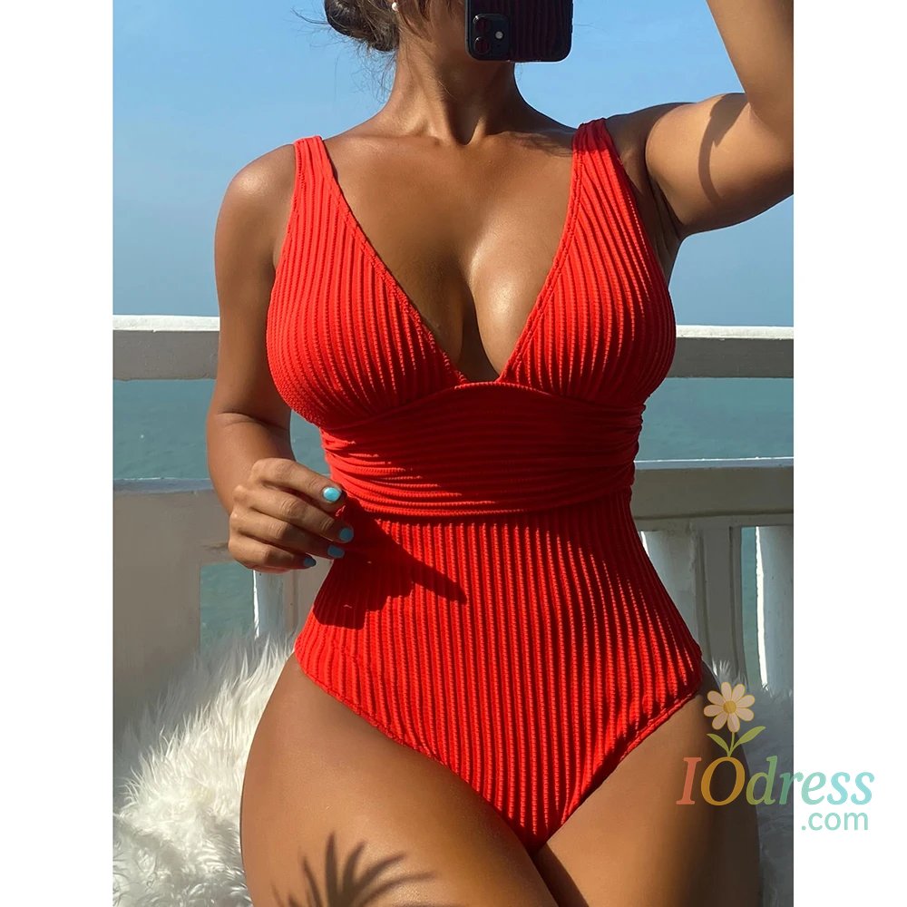 IO Dress Deep V One Piece Swimsuit Women 2025 Push Up Swimwear Female Sexy Summer Beachwear Swim for Bathing Suits Micro Korean Monokini