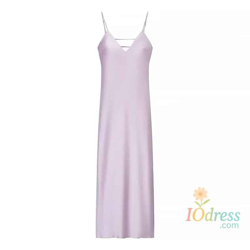 IO Dress Lace Spaghetti Strap Women Satin Dress Chic Sleeveless V Neck Irregular Hem Sling Dresses 2025 New Lady All Much Party Vestidos