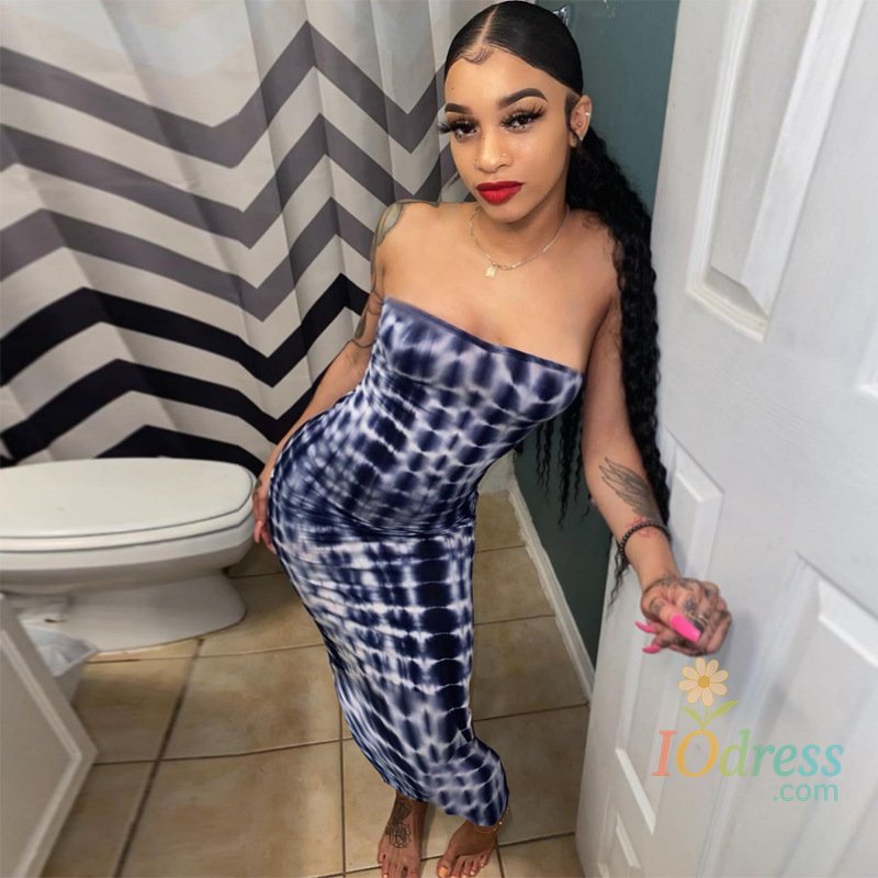 IO Dress Spring And Summer Dresses For Women Chest Wrap Printed Off Shoulder Bandage Slim Sexy Long Dress 2023 New Fashion party MsChuh