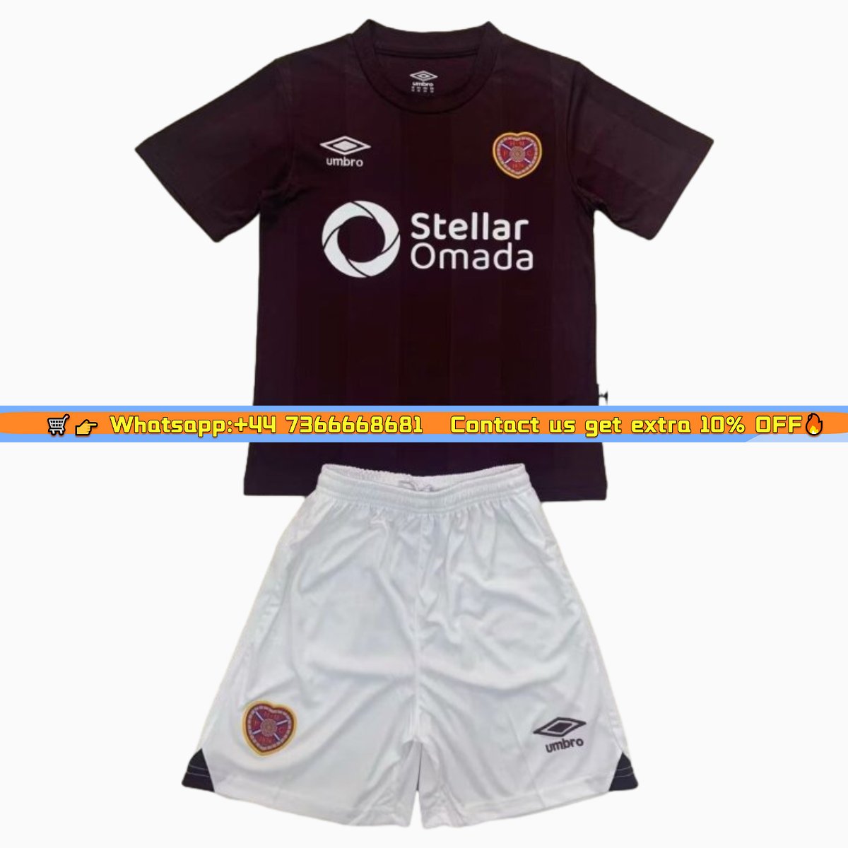 Hearts Heart of Midlothian 24-25 Home Men's Adult Jersey Set - Fans Version