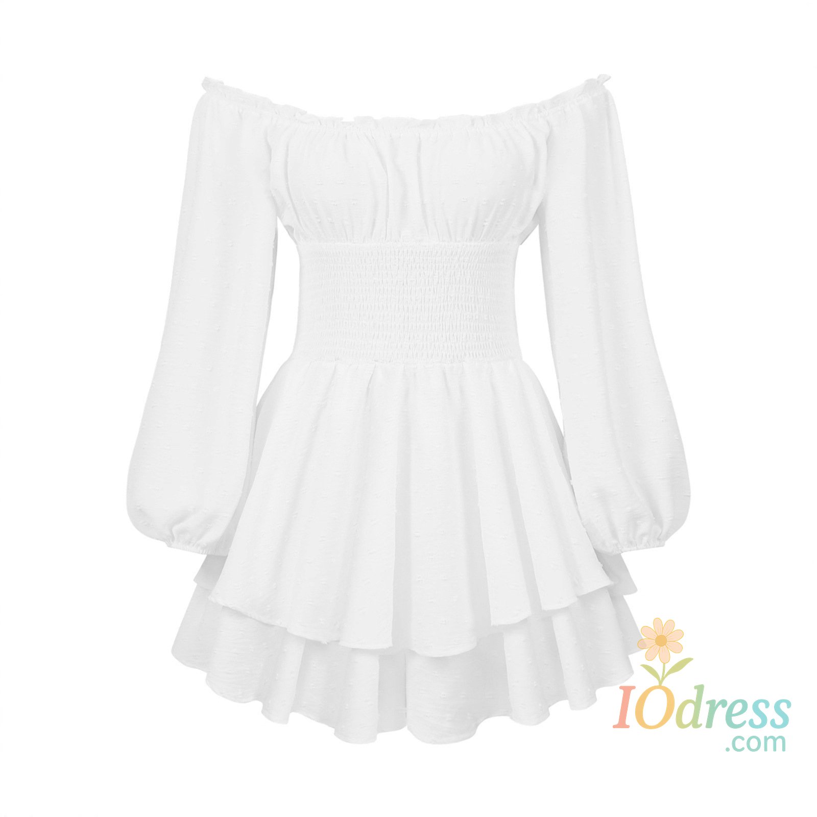 IO Dress Women's Loose Playsuit Puff Long Sleeve Square Neck Ruffle Short Romper Dress Spring Fall Casual Elegant Overalls