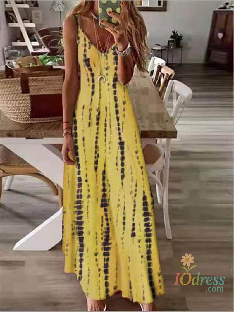 IO Dress Summer 2023 Europe and the United States new strappy dress wish print skirt casual skirt