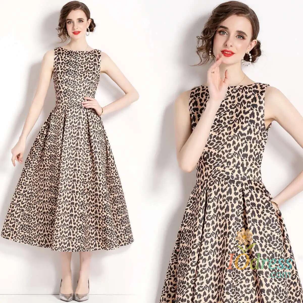 IO Dress Fashion Summer Jacquard Floral Dress Women's Sleeveless Tank High Waist Flower Print Long Calf Length Beach Party Vestidos