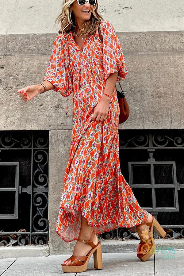 IO Dress Fashion Women Print Dress Summer Loose Boho Dress Casual Elegant Short Sleeve Beach Party Dresses For Woman Robe Femme 2023 New