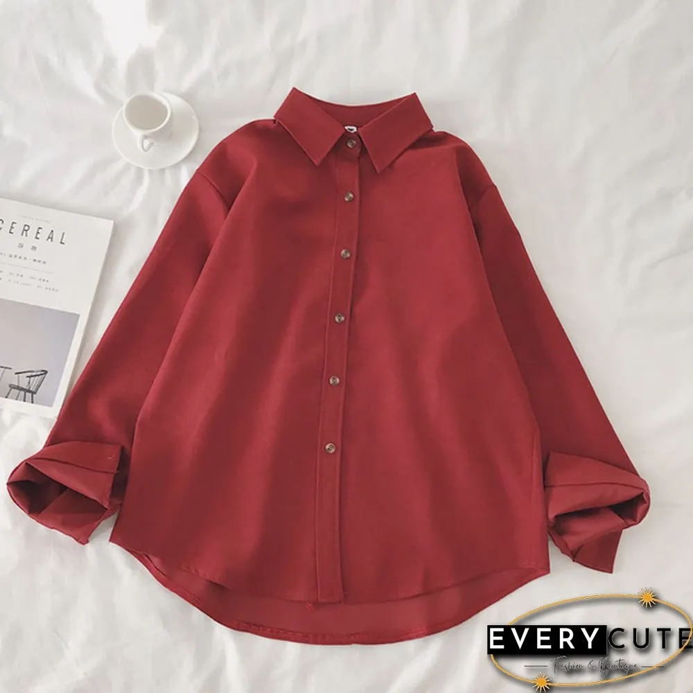 Corduroy Shirts Frosted Shirts Womens Tops and Blouses Long Sleeve Spring Ladies Solid Loose Boyfriend Style Shirt