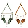 Boho Floating Shelves for Wall Decor with Wood Shelves & Macrame Leaf Floating Storage Display Shelving No Drilling for Bathroom Bedroom Office Living Room Dorm