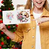 (US Local)6Pcs Flower Puppy Diamond Painting Greeting Card Diamond Handmade Card