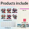6pcs Diamond Painting Independence Day Flowers Greeting Card with Envelope for Family Friends Holiday Gift Congratulations