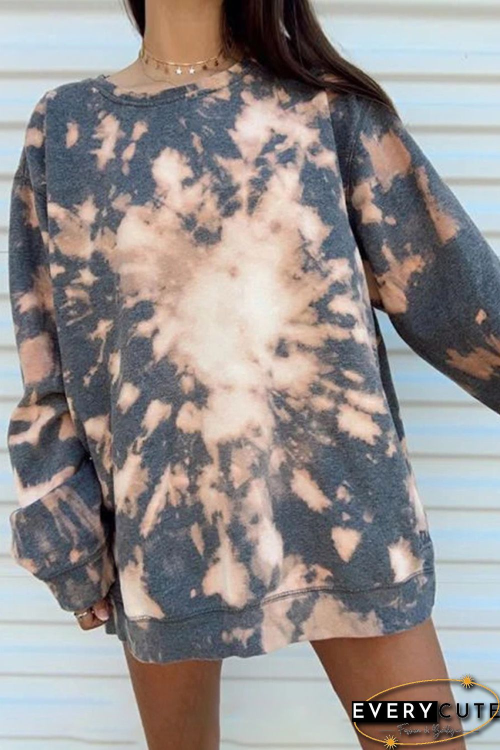 Orange Tie-dye Printed Oversized Sweatshirt