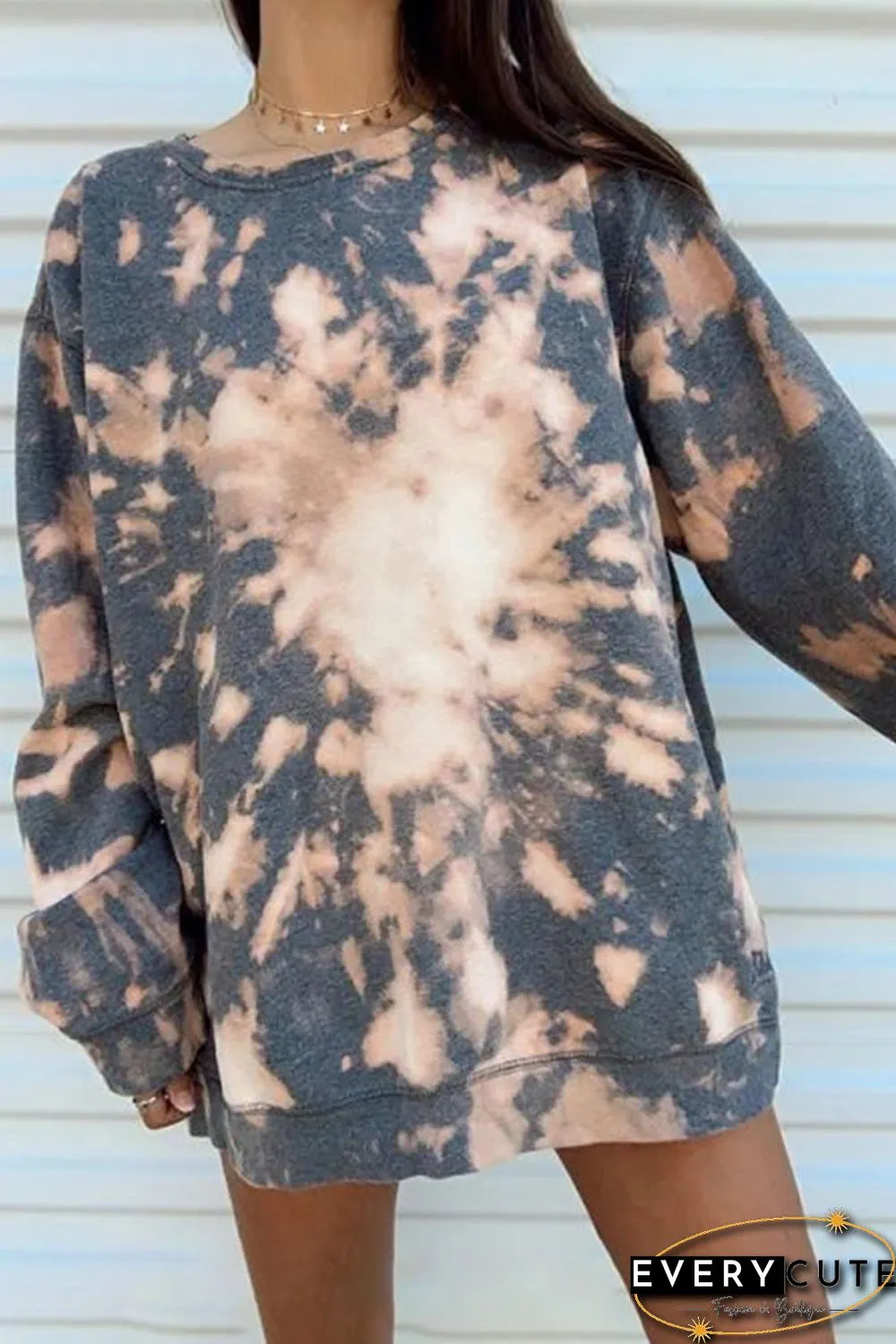 Orange Tie-dye Printed Oversized Sweatshirt