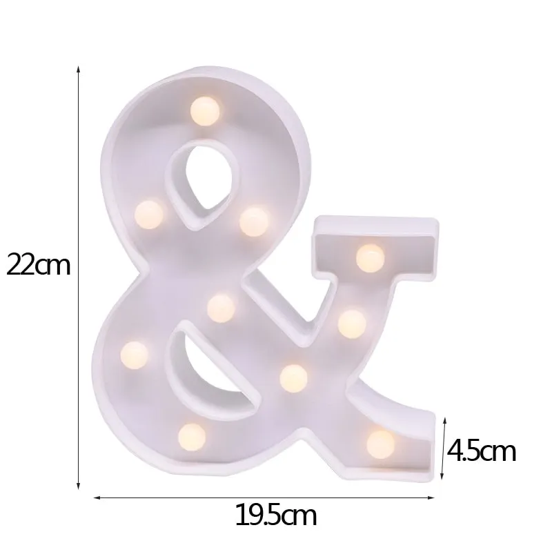 DIY LED Letter Night Light Creative 26 English Alphabet Number Battery Lamp Romantic Wedding Party Decoration