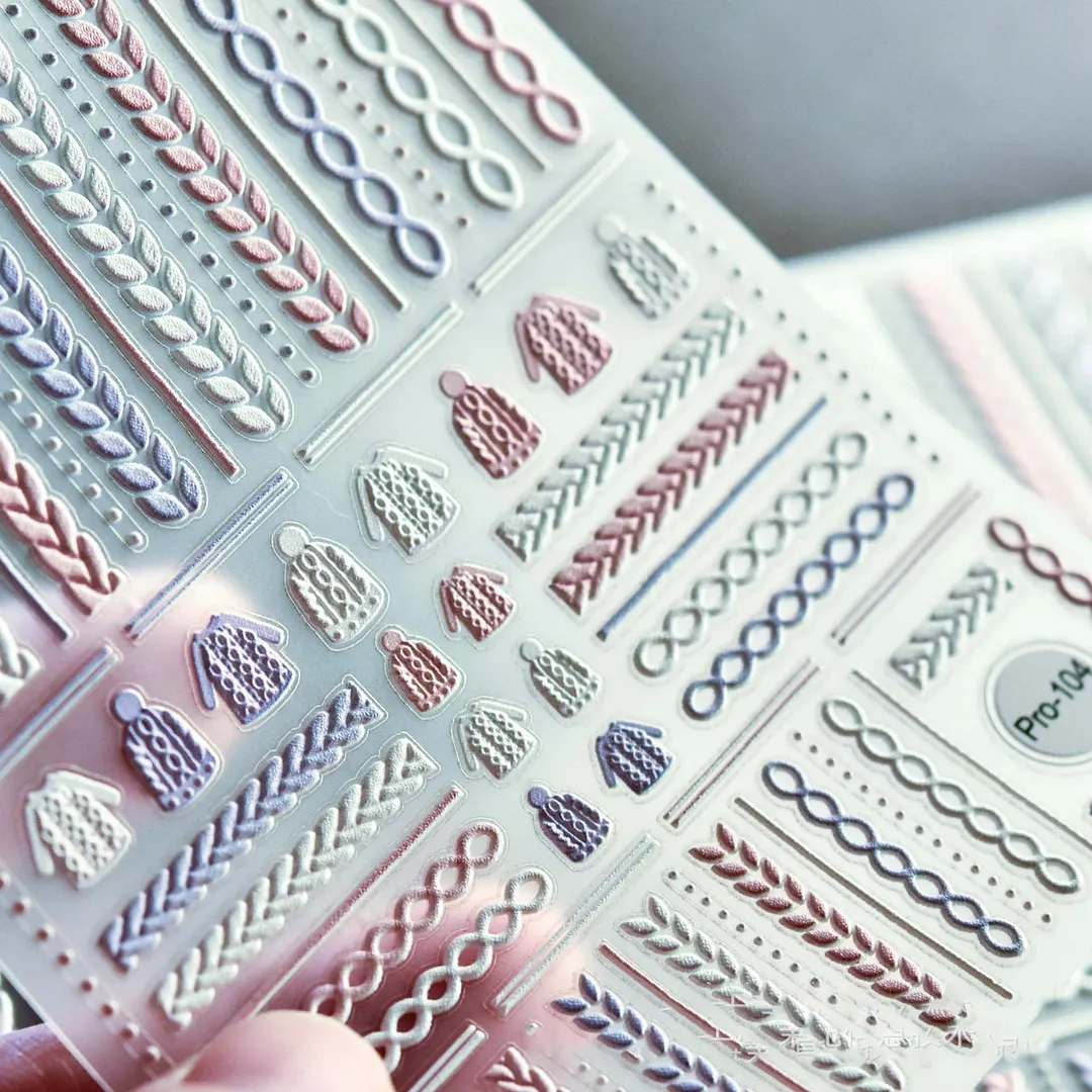 1pc 3D Desgin Nail Slide Decals Butterfly Pattern Acrylic Engraved Nail Sticker Winter Sweater-Nail Inspo