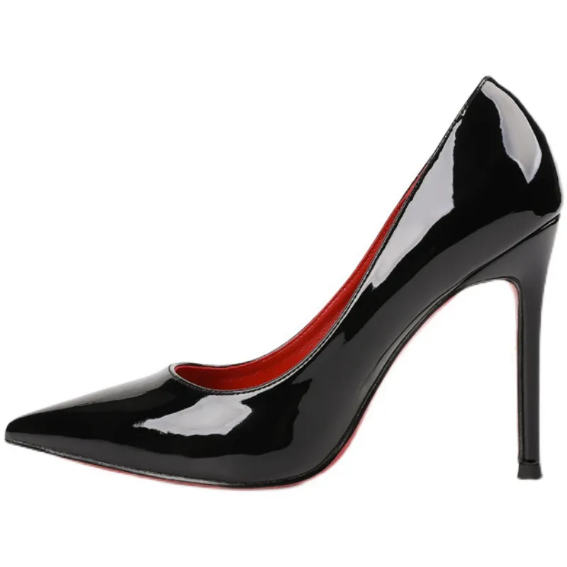 Breakj Breakj Shoes On The Bed Of Ultra-High Women's Fine Heel 2025 Spring And Autumn New Black Red 10 Cm Large-Size Tip Single Shoes