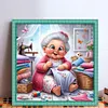 Happy Old Lady - 11CT Stamped Cross Stitch - 45*45cm
