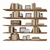 [US Local Warehouse] 5 Tier Floating Shelves Long Wooden Shelf 72x11.81in Adjustable Display Bookshelf with Heavy-Duty Bracket for Living Room Bathroom Kitchen