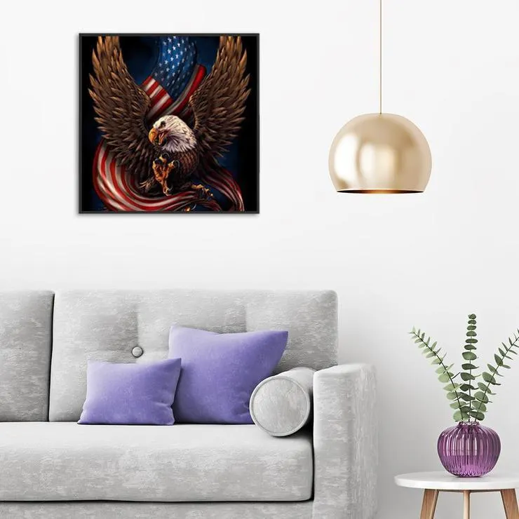 Diamond Painting - Full Round Drill - Eagle Flag(30*30cm)