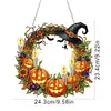 Diamond Painting 2D Flat Acrylic Halloween Wreath Hanging Diamond Art Kits Wall Door Decor