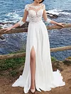 Split-Side Crochet Three-Quarter Sleeves Maxi Dresses