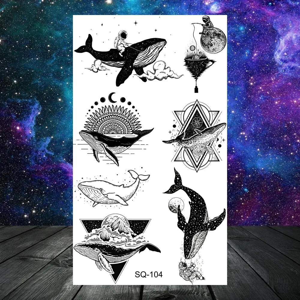 3D Universe Planet Temporary Tattoos For Women Adult Kids Girl Lotus Moon Outer Space Fake Tattoo Neck Arm Hands Small Tatoos