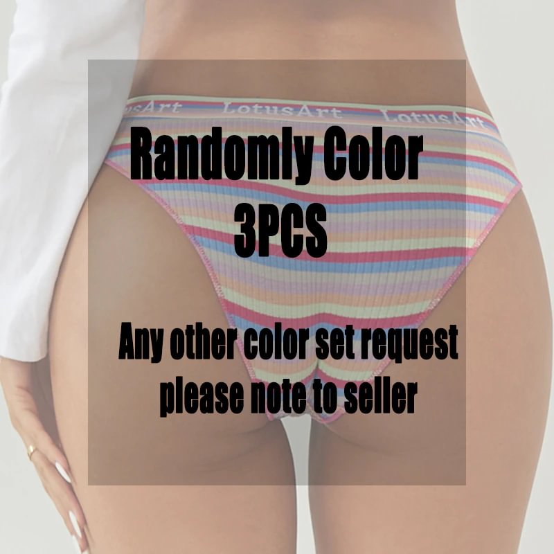 Billionm Women Cotton Colorful Stripe Panties Sexy Intimate Underwear Female Soft Solid Briefs Low Waist Underpant Soft Lingerie