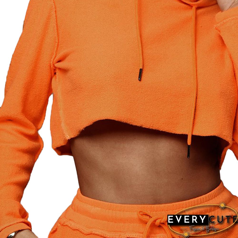 Orange Crop Hoodie with Pant Set