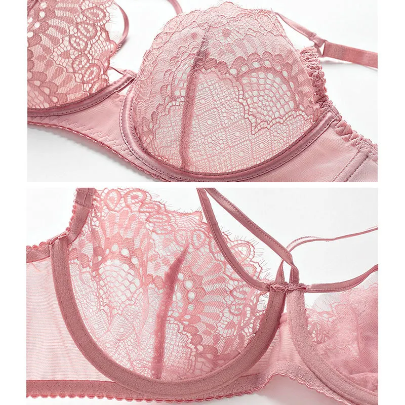 Churchf Transparent Sexy Lace Large-Size Bra Set Slim Bosom With Big-Breasted Lingerie Bra