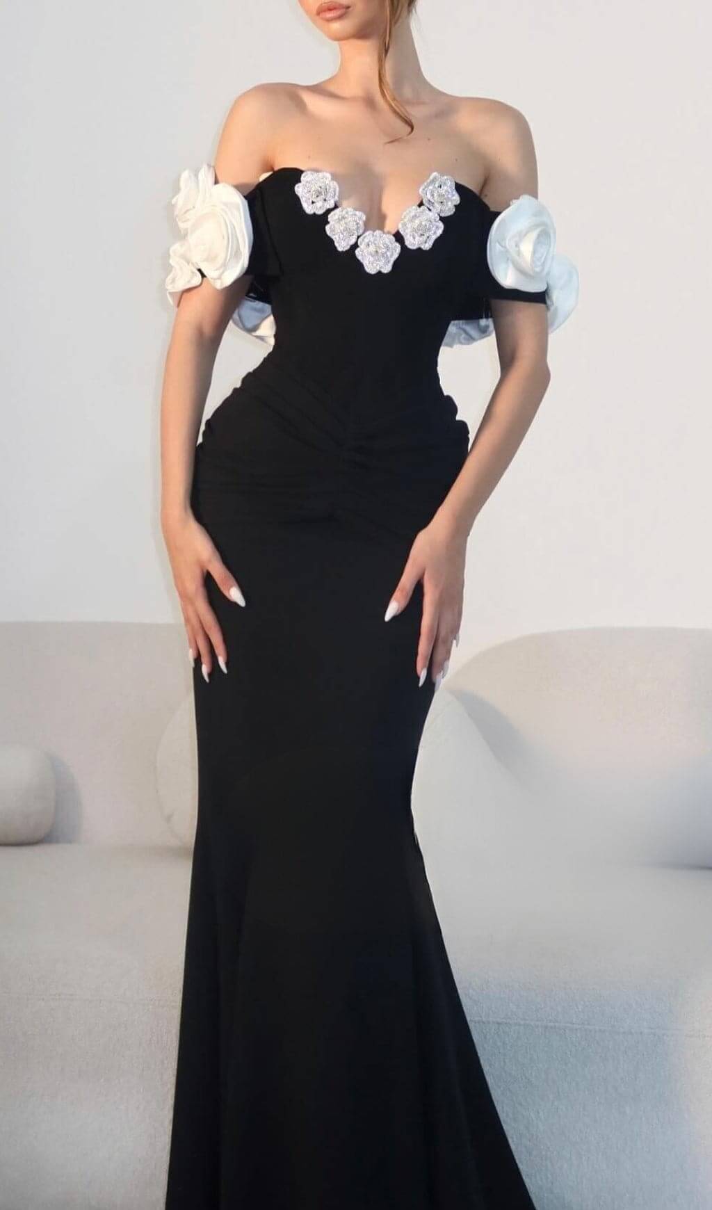 Bambi Off-Shoulder Flower Bandage Maxi Dress Flowering Girl