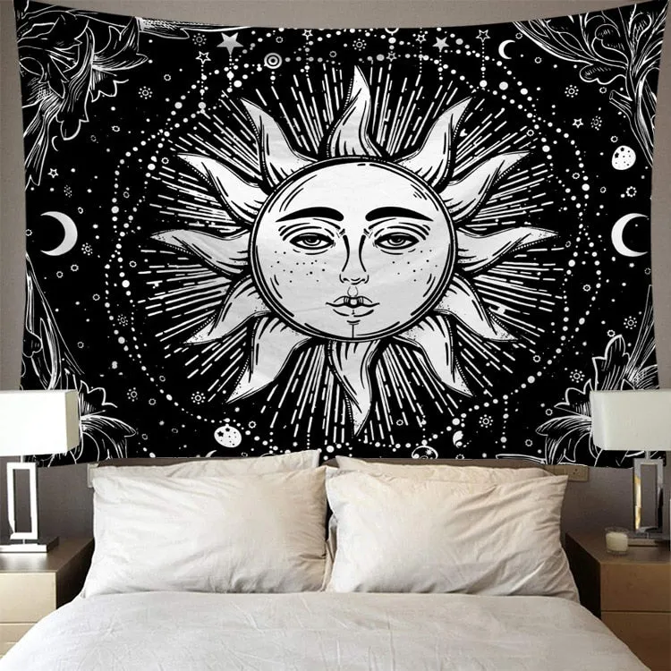 Hippie Void Sugar Skull Tapestry Mandala Wall Hanging Ouija Carpet Psychedelic Tapestry Yoga Boho Decor Blanket Wall Cloth