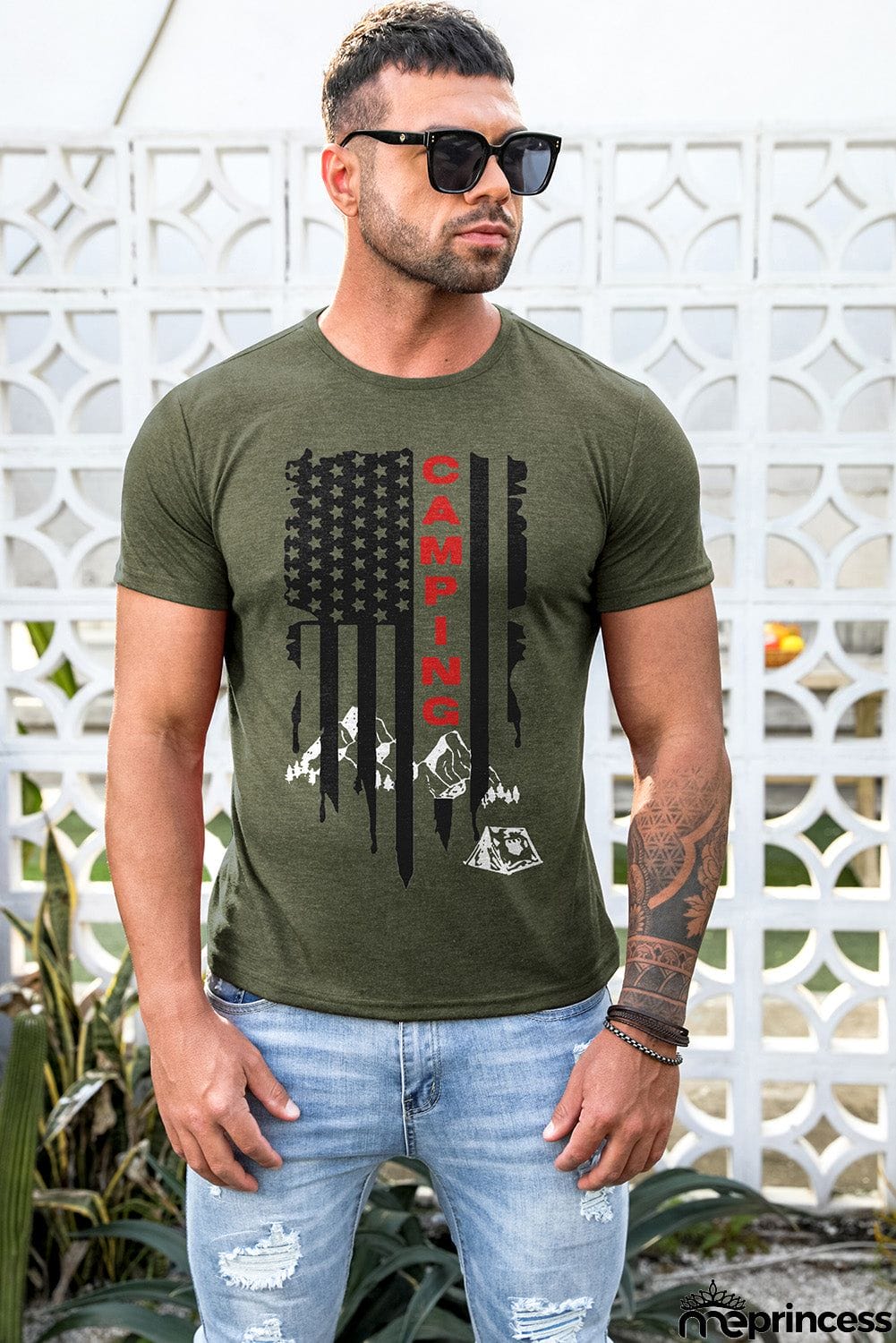 USA Flag Print Men's Tee