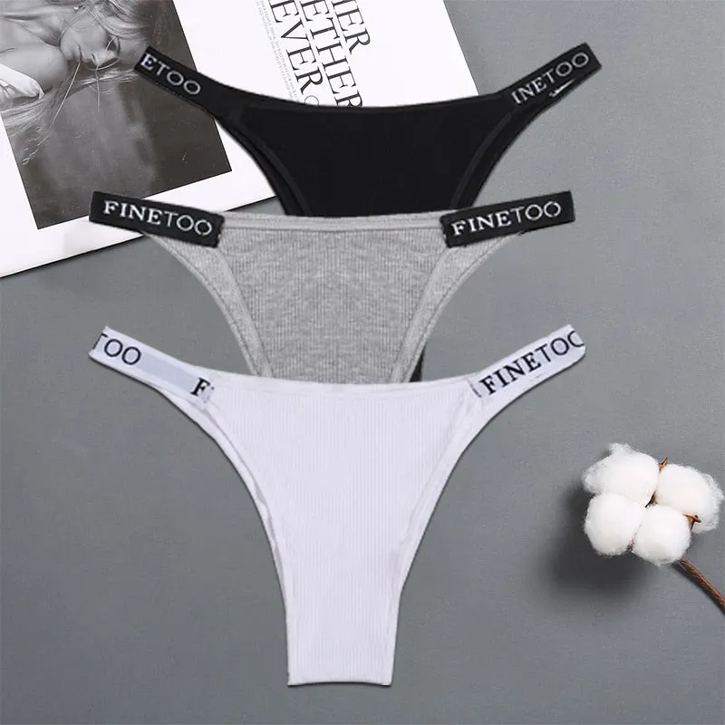 FINETOO 3PCS/Set Women's Lingerie Panties Cotton Gstring Female Underpants Sexy Letter Panties Thong Pantys Underwear Intimates